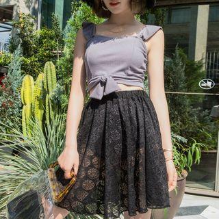 Set: Ruffled Swim Top + Swim Bottom + Lace Skirt