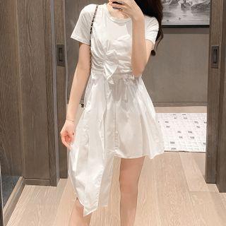 Asymmetrical Ruffle Panel Midi A-line Dress