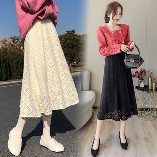 High-waist Plain Lace Skirt