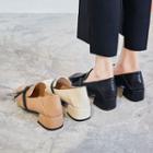 Knot Accent Block Heel Loafers
