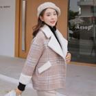 Fleece Collar Button Knit Jacket