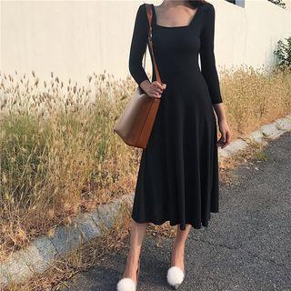 Plain High-waist Knit Dress