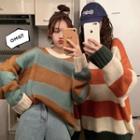 Color Block Striped Loose Knit Top