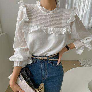 Frill-trim Pintuck-yoke Blouse