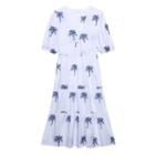 Short-sleeve Tree Midi A-line Dress