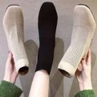 Block Heel Elastic Short Boots