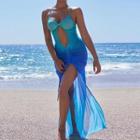 Sleeveless Halter-neck Gradient See-through Beach Dress