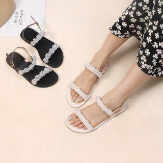 Fringed Tweed Sandals