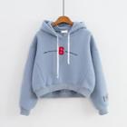 Lettering Crop Hoodie Light Blue - One Size