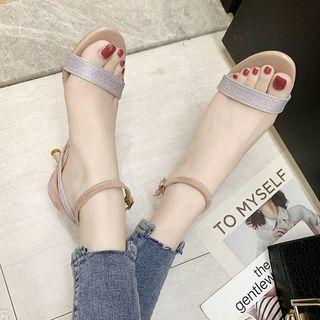 Glitter Strap Kitten Heel Sandals