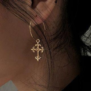 Cross Hoop Drop Earring