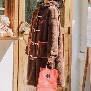 Toggle-button Floral Embroidered Coat