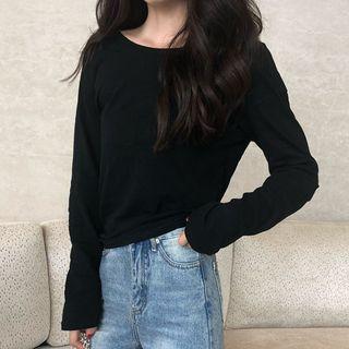 Cutout-back Long-sleeve T-shirt