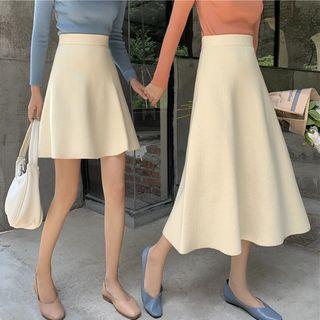 Plain A-line Skirt Midi Skirt