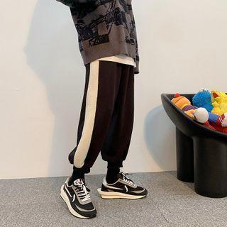 Faux Shearling Panel Cropped Harem Pants