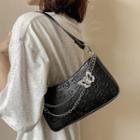 Embossed Faux Leather Chain Shoulder Bag