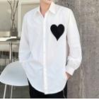 Long-sleeve Heart Applique Shirt