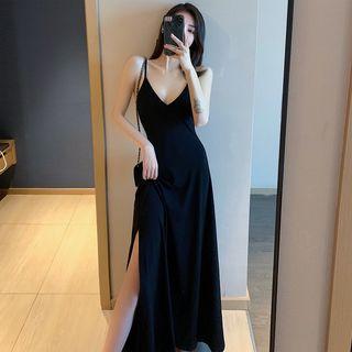 Spaghetti Strap Slit A-line Maxi Dress