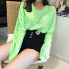 Neon Color Oversized T-shirt & Heart Brooch
