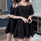 Sheer Short-sleeve A-line Dress
