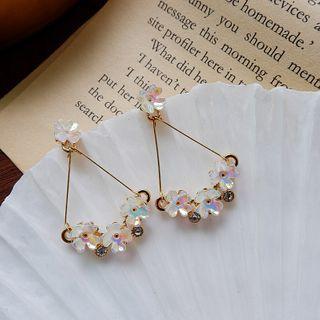 Rhinestone Flower Dangle Earring 1 Pair - Multicolor - One Size