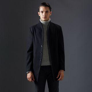 Funnel Collar Wool Blend Coat
