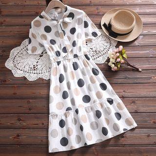 Dotted Short -sleeve A-line Dress