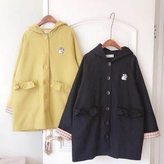 Koala Embroidered Buttoned Trench Coat