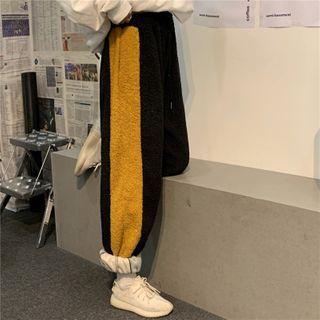 Contrast Trim Fleece Jogger Pants