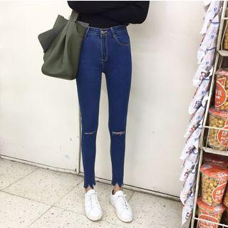 Ripped High Waist Skinny Jeans