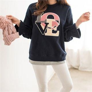 Flare-cuff Lettering-patch Sweatshirt