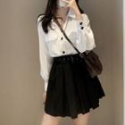 Set: Long-sleeve Cargo Shirt + Belted Mini A-line Skirt