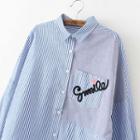Embroidered Striped Panel Shirt