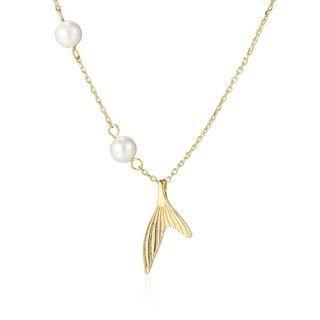 Fish Tail Faux Pearl Necklace Necklace - Fish Tail - One Size
