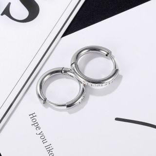 Stainless Steel Rhinestone Hoop Earring