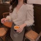 Sequin Fringed Blouse Off-white - One Size