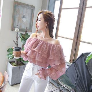 Off-shoulder Layered-ruffle Top