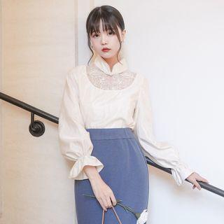 Ruffle Trim Hanfu Blouse