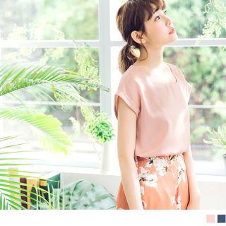 Batwing Sleeve Silk-like Top