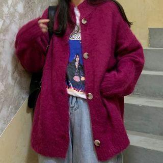 Plain Cardigan Dragonfruit Pink - One Size