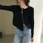 Asymmetrical Zip Cropped Cardigan