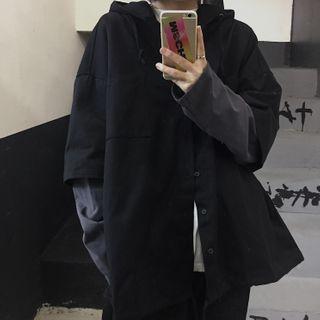 Hood Elbow-sleeve Shirt