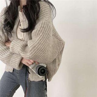 Loose-fit Zipper Cardigan