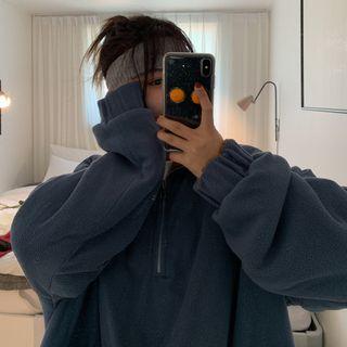 Plain Zip Long-sleeve Sweatshirt
