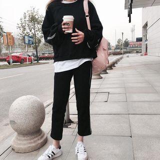 Striped Sweatshirt/ Cropped Pants