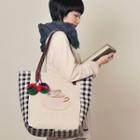 Rabbit Print Plaid Panel Canvas Tote Bag As Shown In Figure - One Size