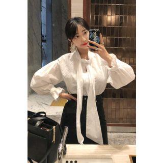 Tie-front Textured Blouse