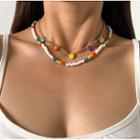 Set: Beaded Necklace + Flower Necklace 2505 - Gold - One Size