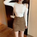 Leopard Printed Mini A-line Skirt