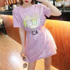 Sequined Short-sleeve Long T-shirt